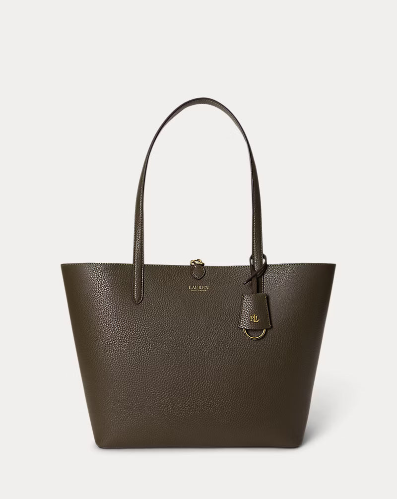 Ralph Lauren Faux-Leather Large Reversible Tote Bag  -  Botanic Green/Sage Green