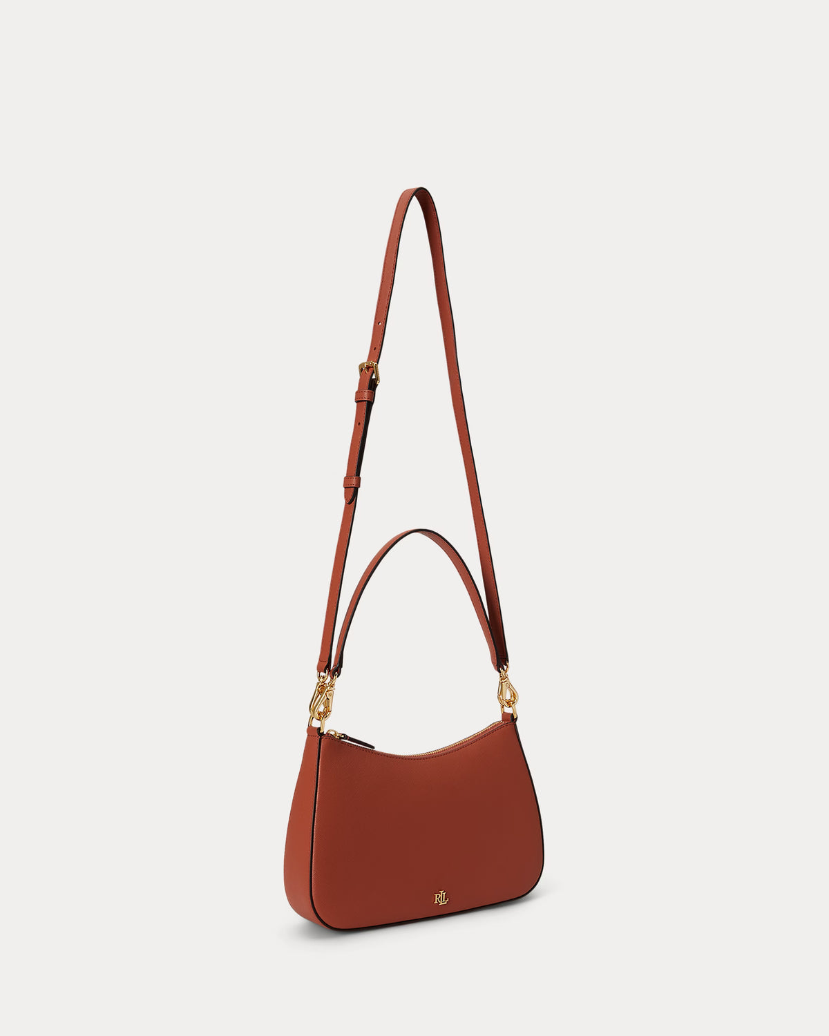Ralph Lauren Crosshatch Leather Medium Danni Bag  -  Red Terracotta