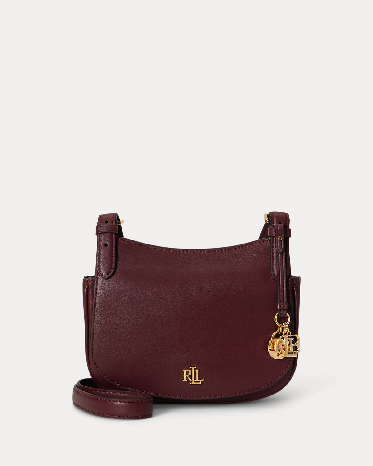 Ralph Lauren Leather Medium Marcy Crossbody Bag  -  Dark Garnet