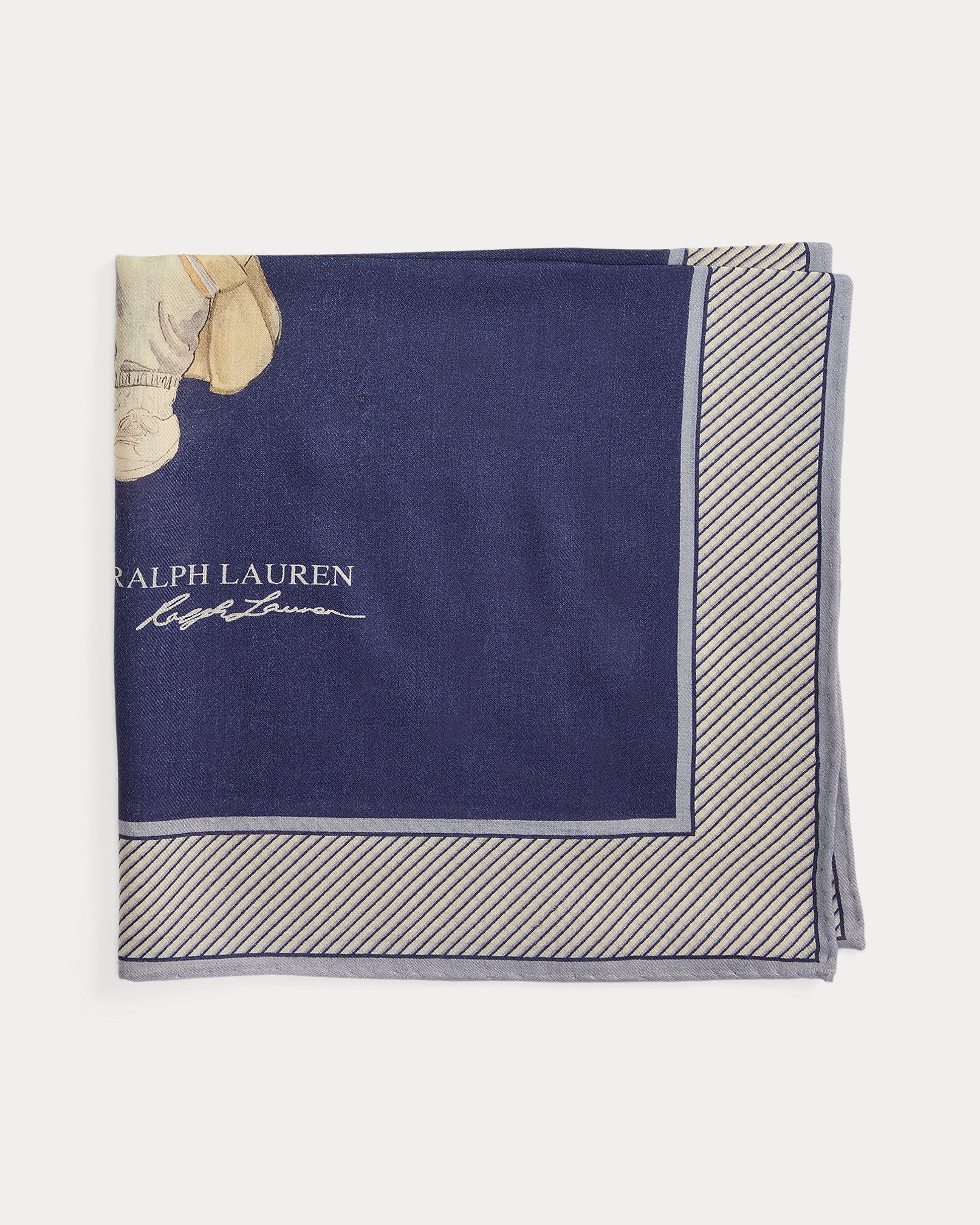 Ralph Lauren Polo Bear Wool-Silk Bandanna-Navy Multi