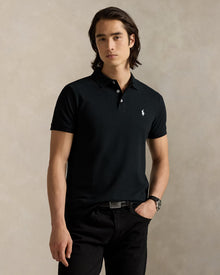 Ralph Lauren Men Custom Slim Fit Stretch Mesh Polo Shirt -  Polo Black
