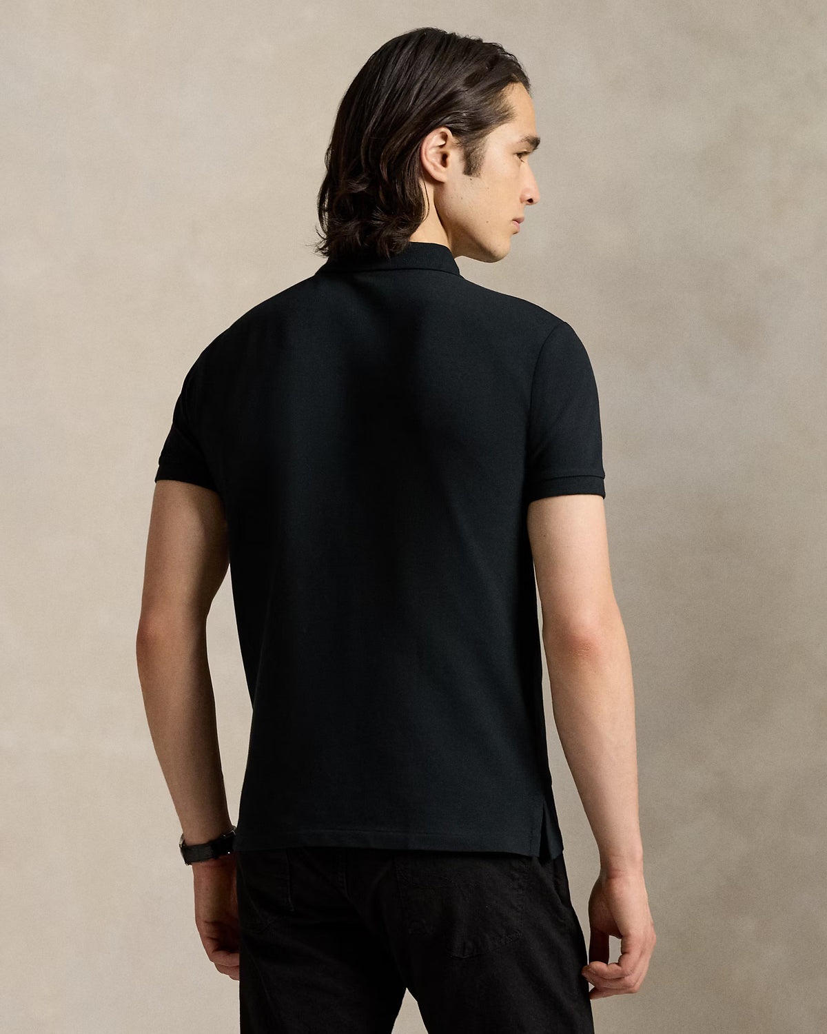 Ralph Lauren Men Custom Slim Fit Stretch Mesh Polo Shirt -  Polo Black