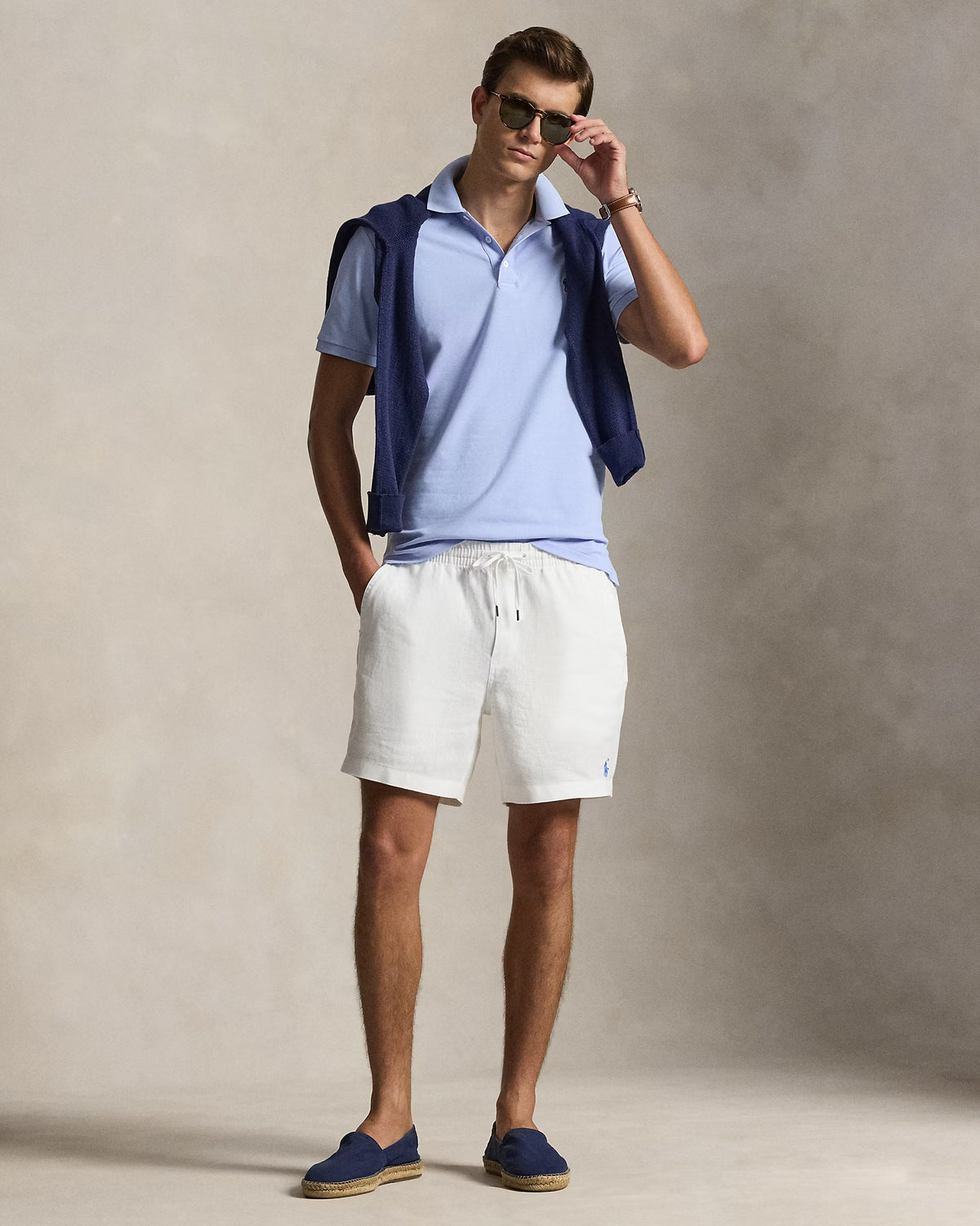 Ralph Lauren Men Custom Slim Fit Stretch Mesh Polo Shirt   -  Pebble Blue