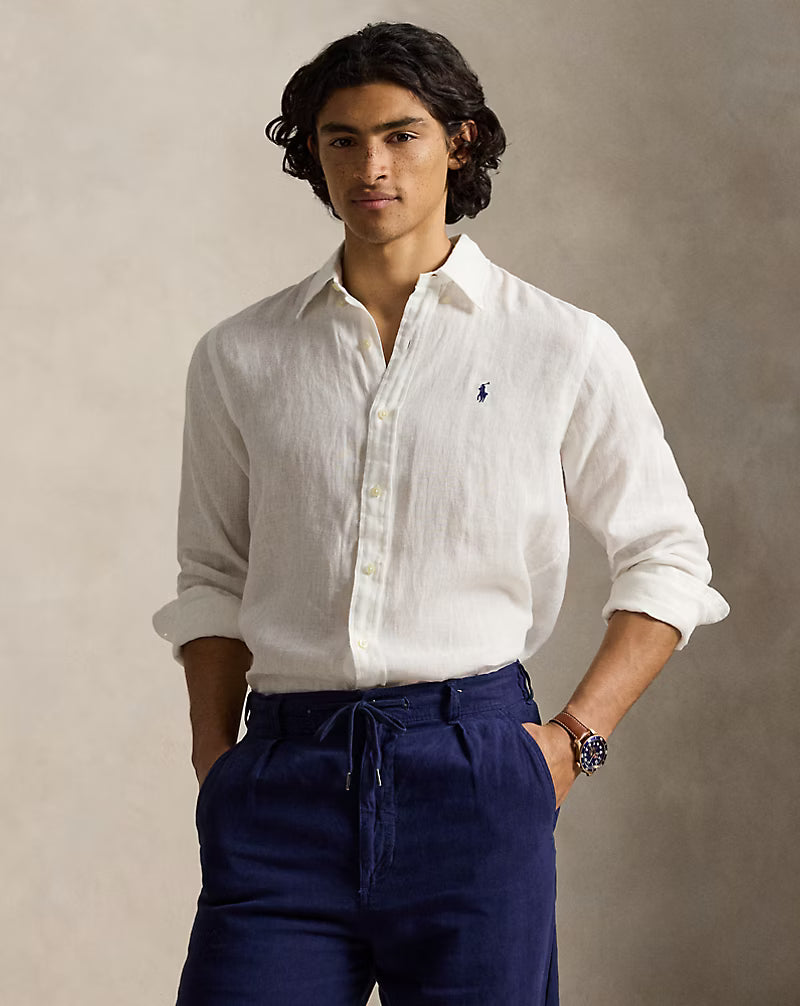 Ralph Lauren Men  Lightweight Linen Shirt – All Fits  -  Ceramic White