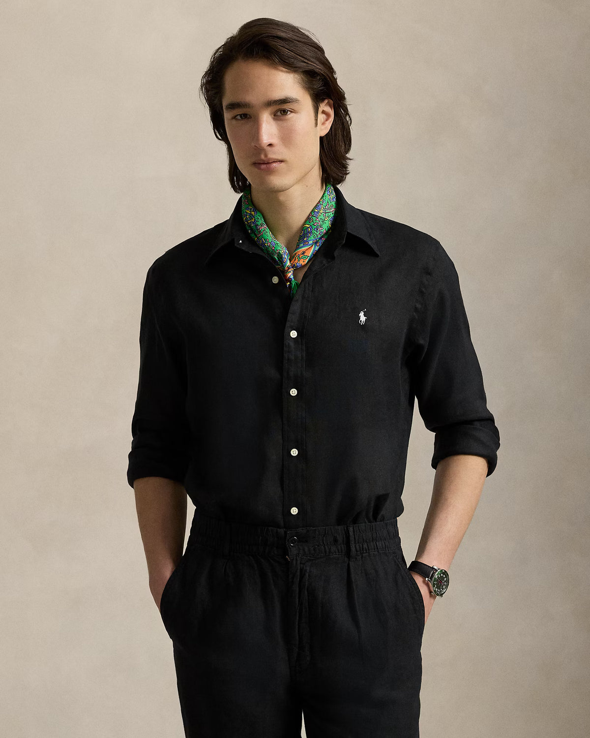 Ralph Lauren Men  Lightweight Linen Shirt – All Fits  -   Polo Black