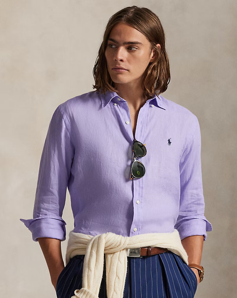 Ralph Lauren Men Lightweight Linen Shirt – All Fits  - Sky Lavender