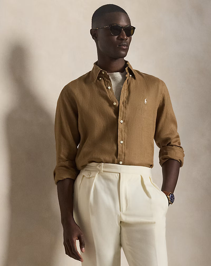 Ralph Lauren Men  Lightweight Linen Shirt – All Fits  -  RL Brown