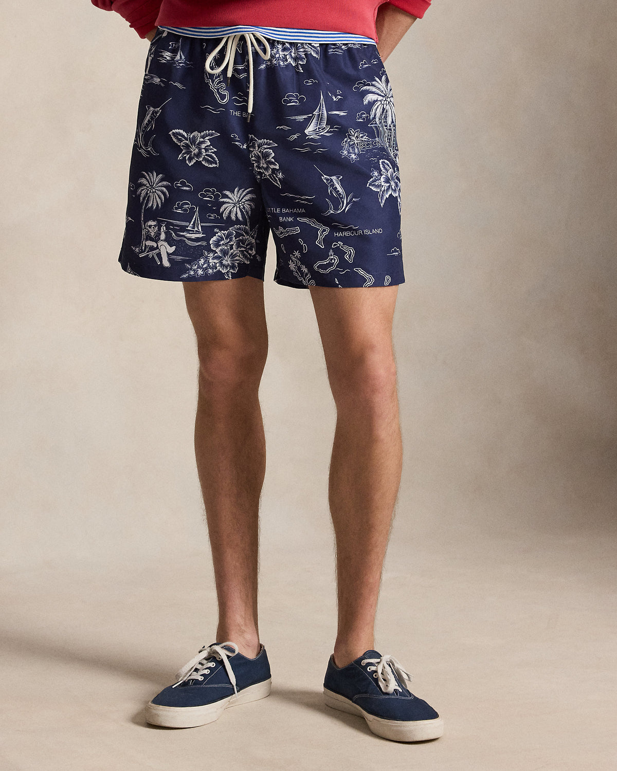 Ralph Lauren Men 5.75-Inch Traveler Polo Bear Swim Trunk  -  Harbor Island Bear
