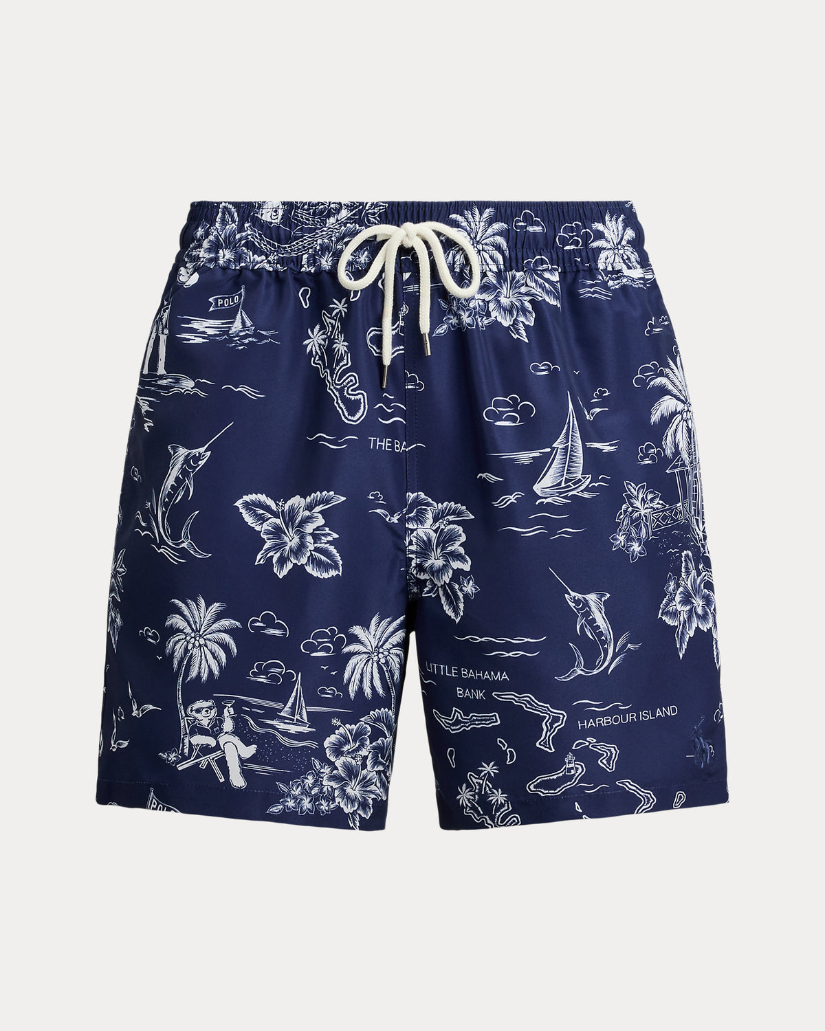 Ralph Lauren Men 5.75-Inch Traveler Polo Bear Swim Trunk  -  Harbor Island Bear