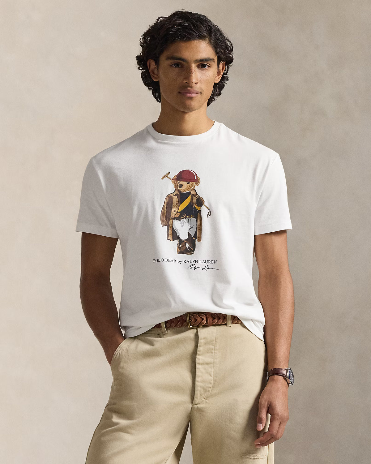 Ralph Lauren Men Classic Fit Polo Bear Jersey T-Shirt  -  White Society Bear