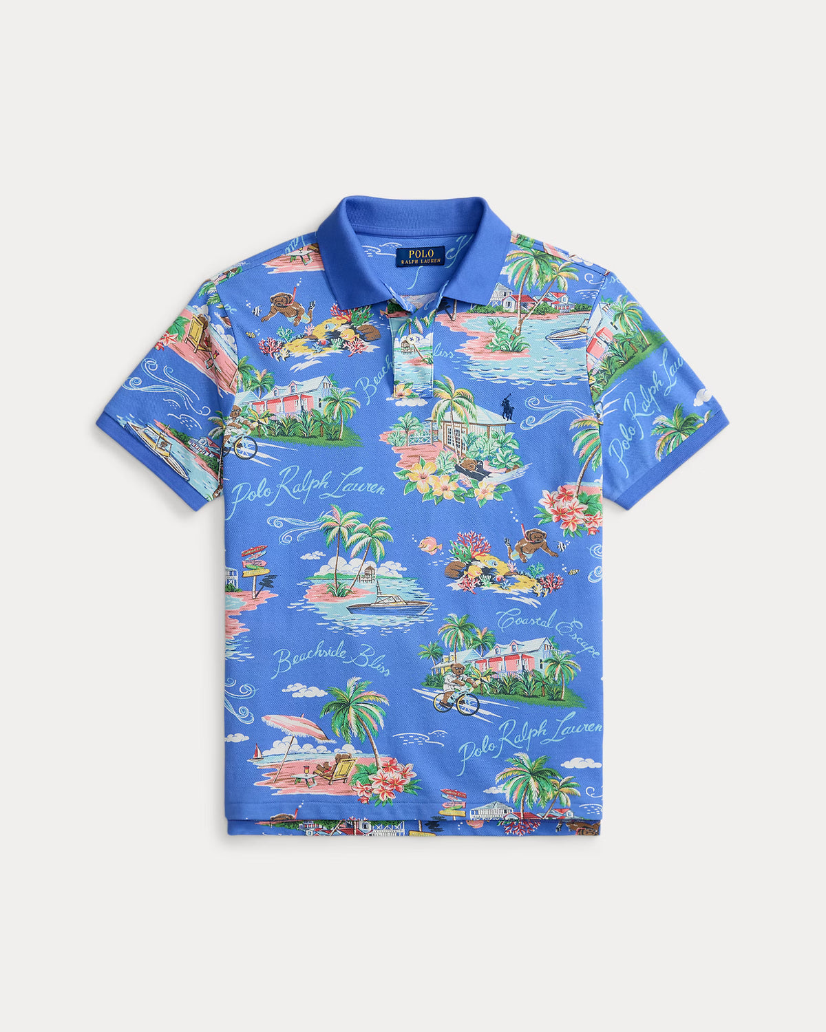 Ralph Lauren Men Classic Fit Polo Bear Mesh Polo Shirt  -   Bahamas Bear Blue