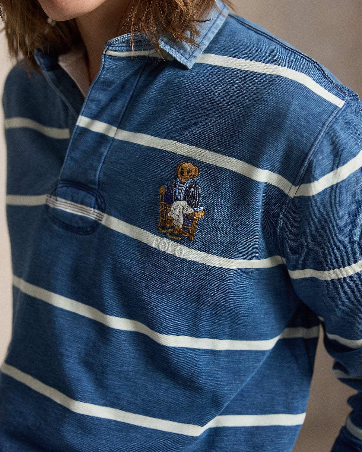 Ralph Lauren Men Classic Fit Polo Bear Rugby Shirt  -  Newport Bear/Indigo