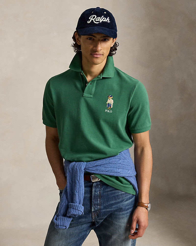 Ralph Lauren Men Classic Fit Polo Bear Mesh Polo Shirt  -  Verano Green Heritage Bear
