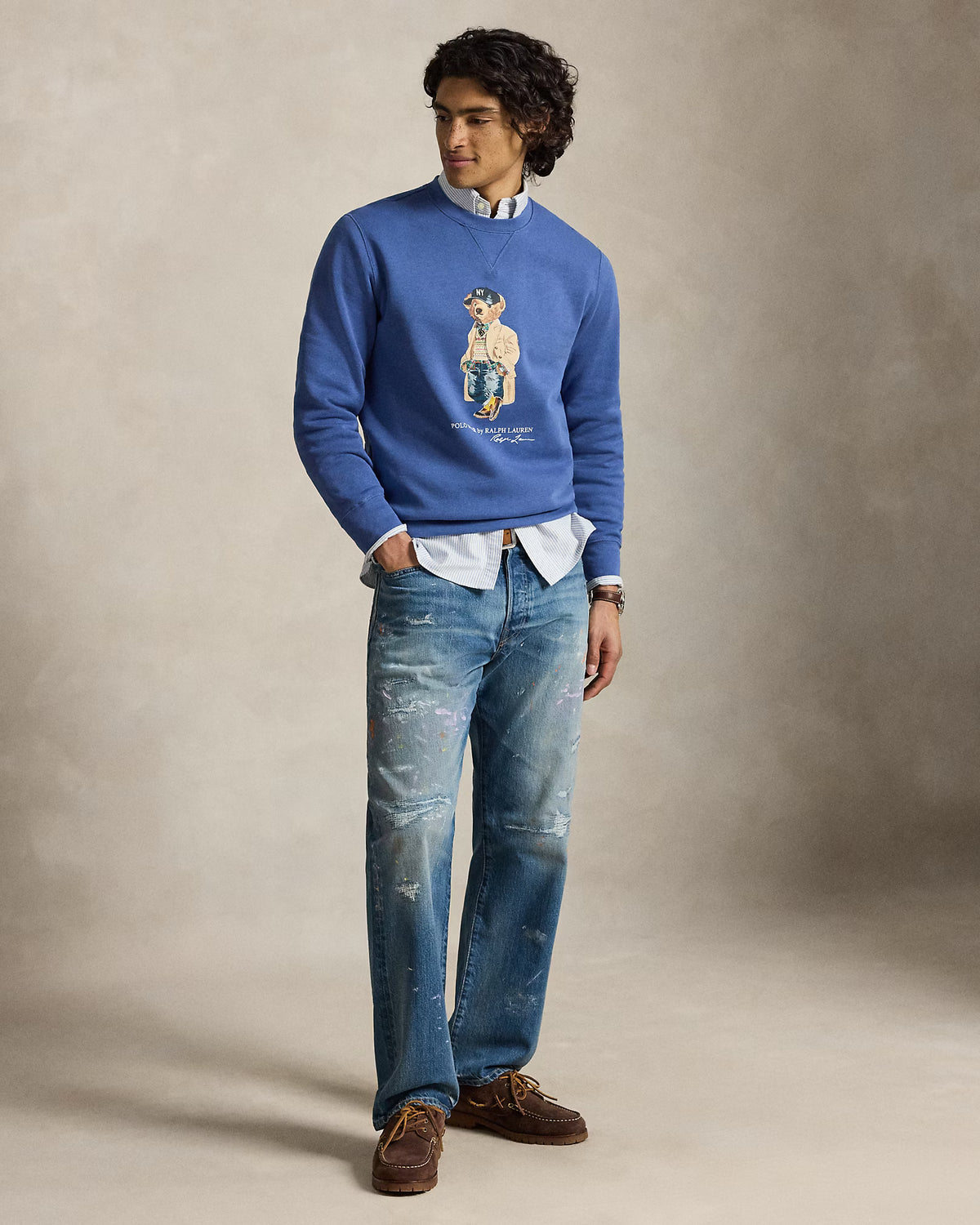 Ralph Lauren Men Polo Bear Fleece Sweatshirt - Bastille Blue