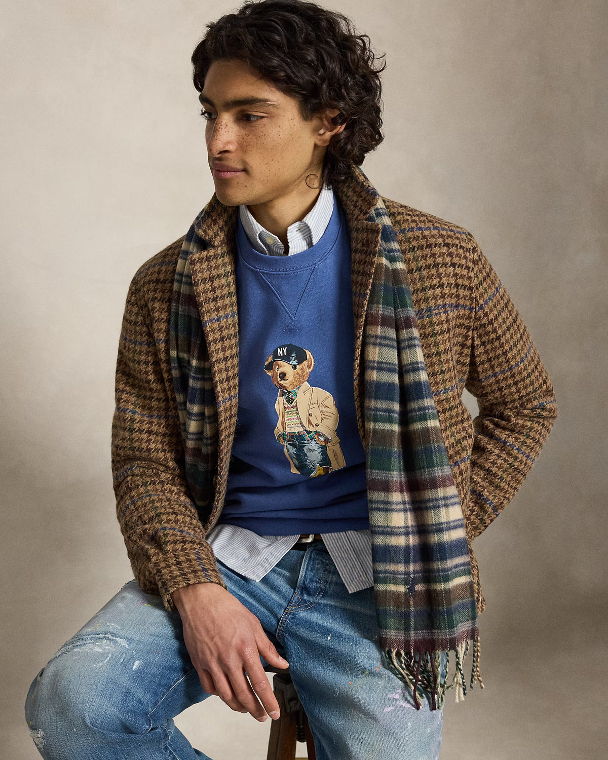 Ralph Lauren Men Polo Bear Fleece Sweatshirt - Bastille Blue