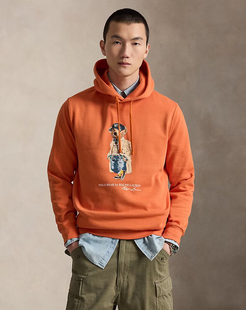 Ralph Lauren Men Polo Bear Fleece Hoodie  -  Solar Sky Heritage Bear