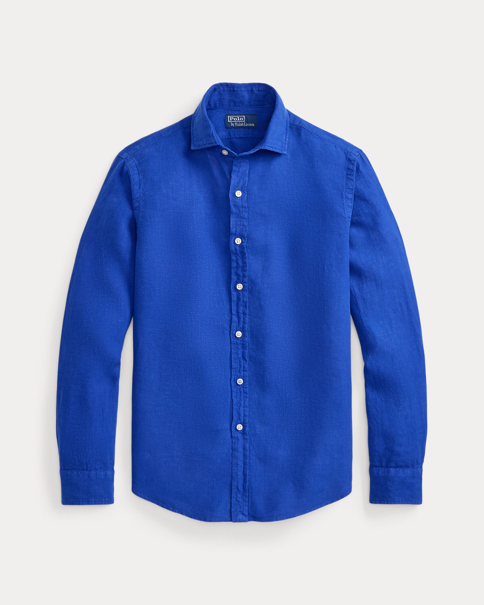 Ralph Lauren Men's Classic Fit Slub Linen Shirt  -  Pacific Royal