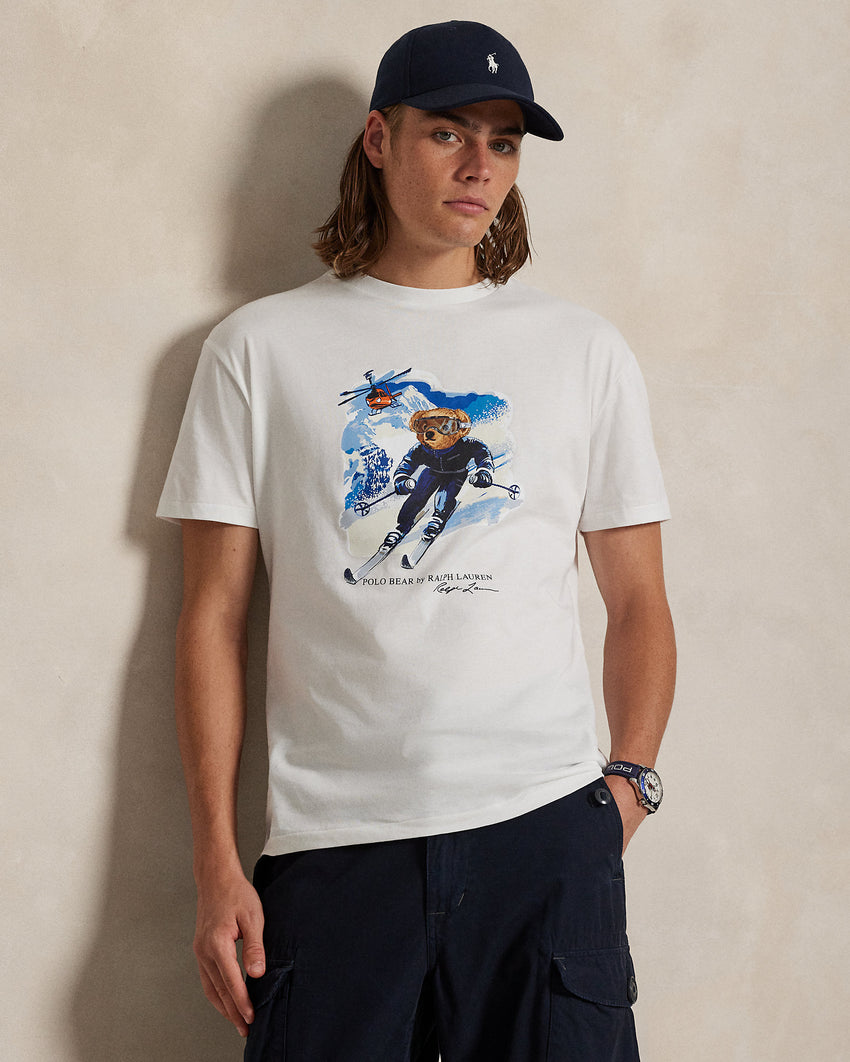 Ralph Lauren Men Classic Fit Polo Bear Jersey T-Shirt  -  White/Active Bear