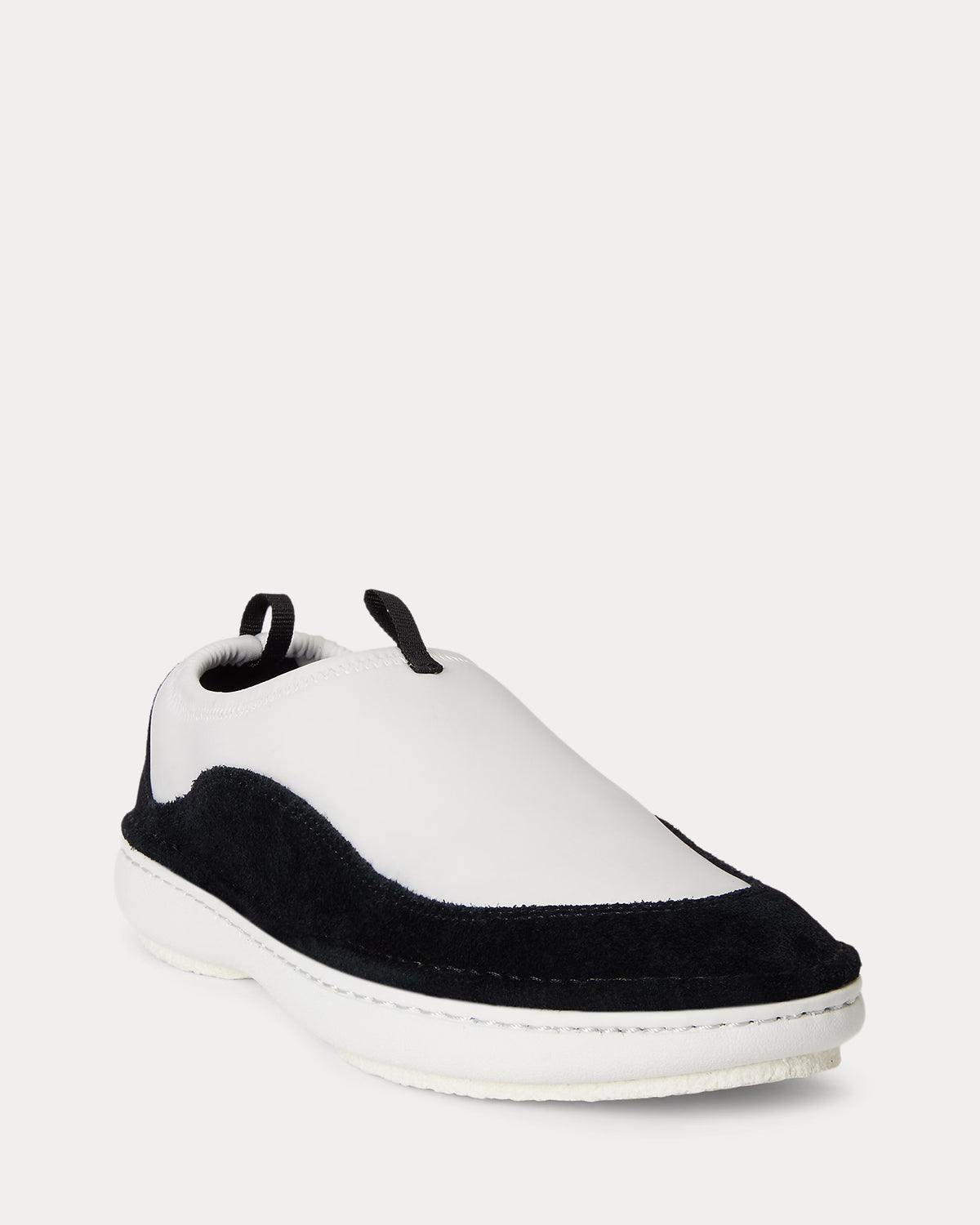 Ralph Lauren Women Suede-Trim Neoprene Slip-On Sneakers  - Deckwash White/Black
