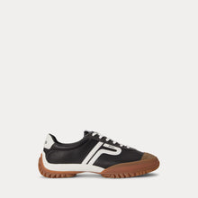 Ralph Lauren Women Leather Treaded Low-Top Sneaker  -   Black/Deckwash White