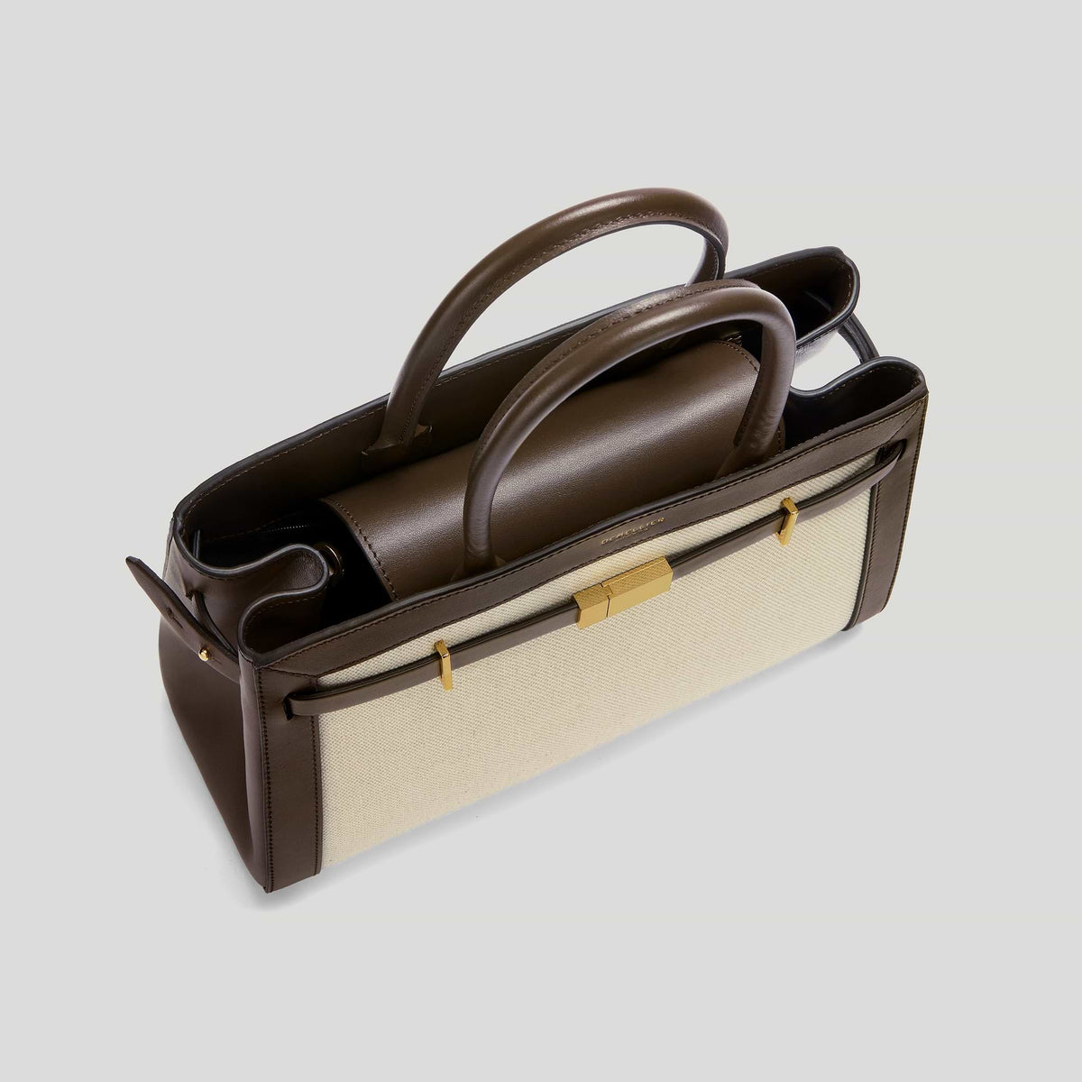 DeMellier The Midi Hudson-Salt & Pepper Canvas Mocha Smooth