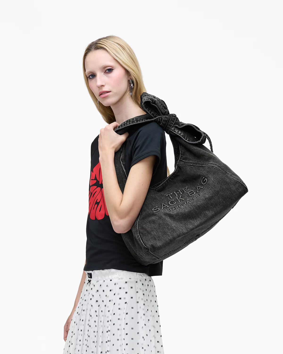 Marc Jacobs The Bow Denim Sack Bag-Medium Black Wash