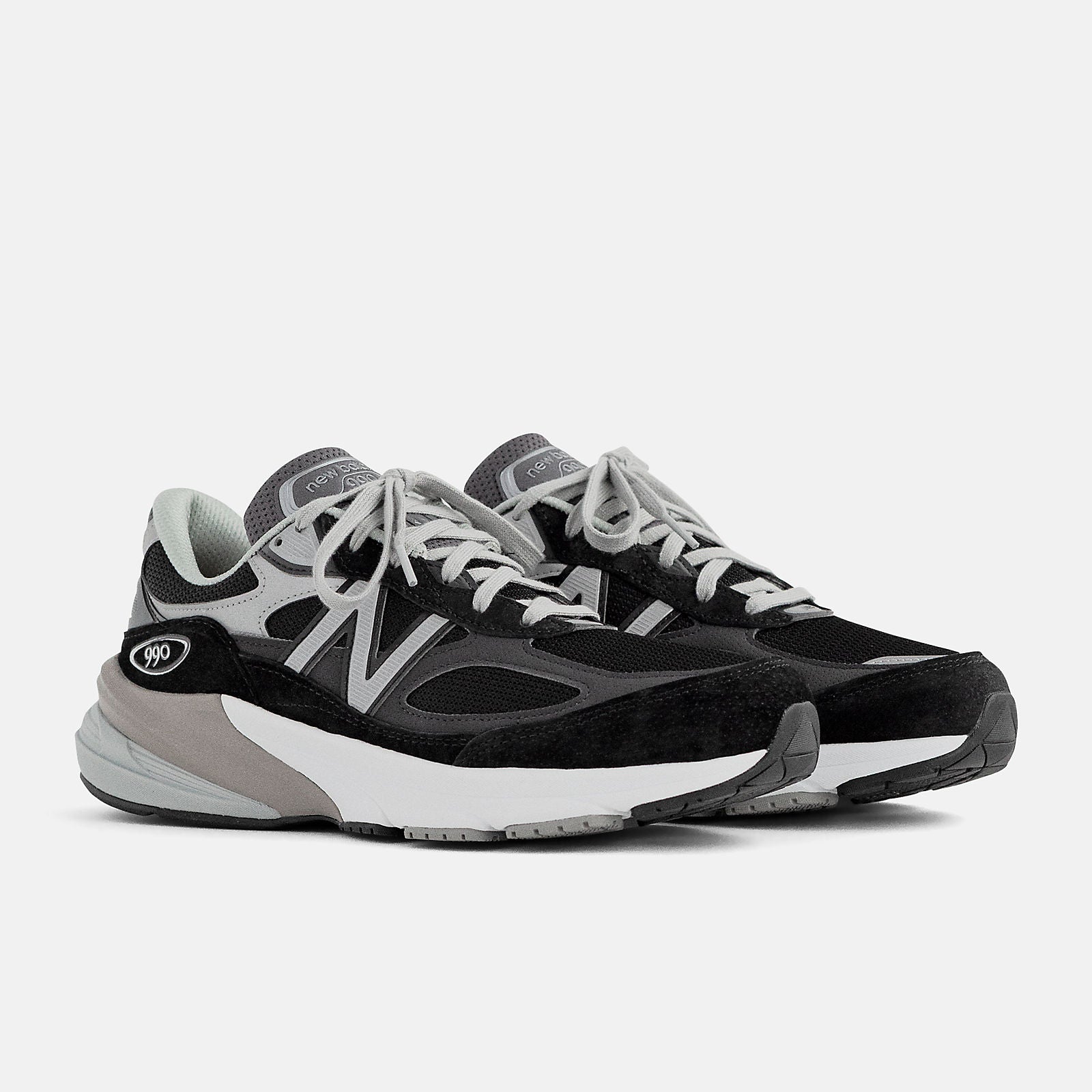 New Balance Women's Made in USA 990v6  -  Black with White  -  W990BK6