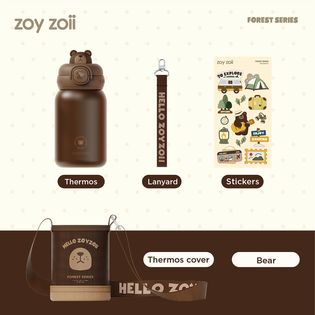 Zoyzoii - Forest Series Thermos Bottle 450ml: Bear
