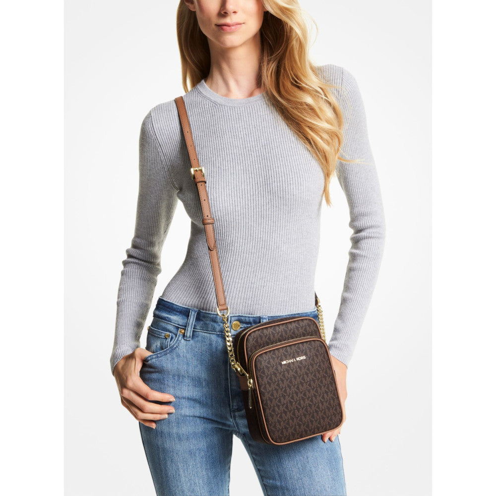 Michael Kors Jet Set Travel Medium Logo Crossbody Bag Brown