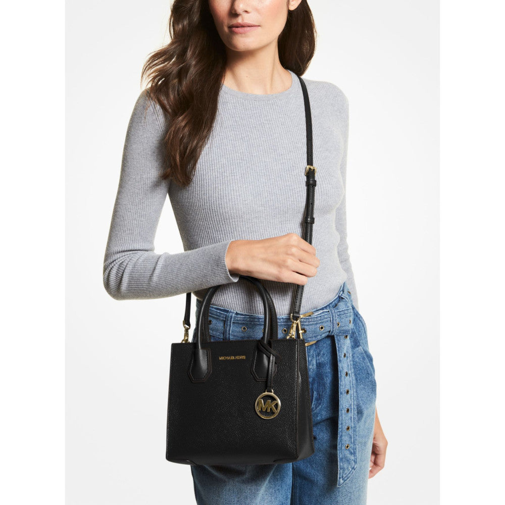 Michael Kors Mercer Medium Pebbled Leather Crossbody Bag BLACK