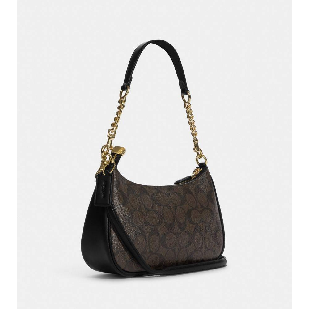 Coach Teri Shoulder Bag In Signature - Gold/Walnut/Black - Hemen Teslimde