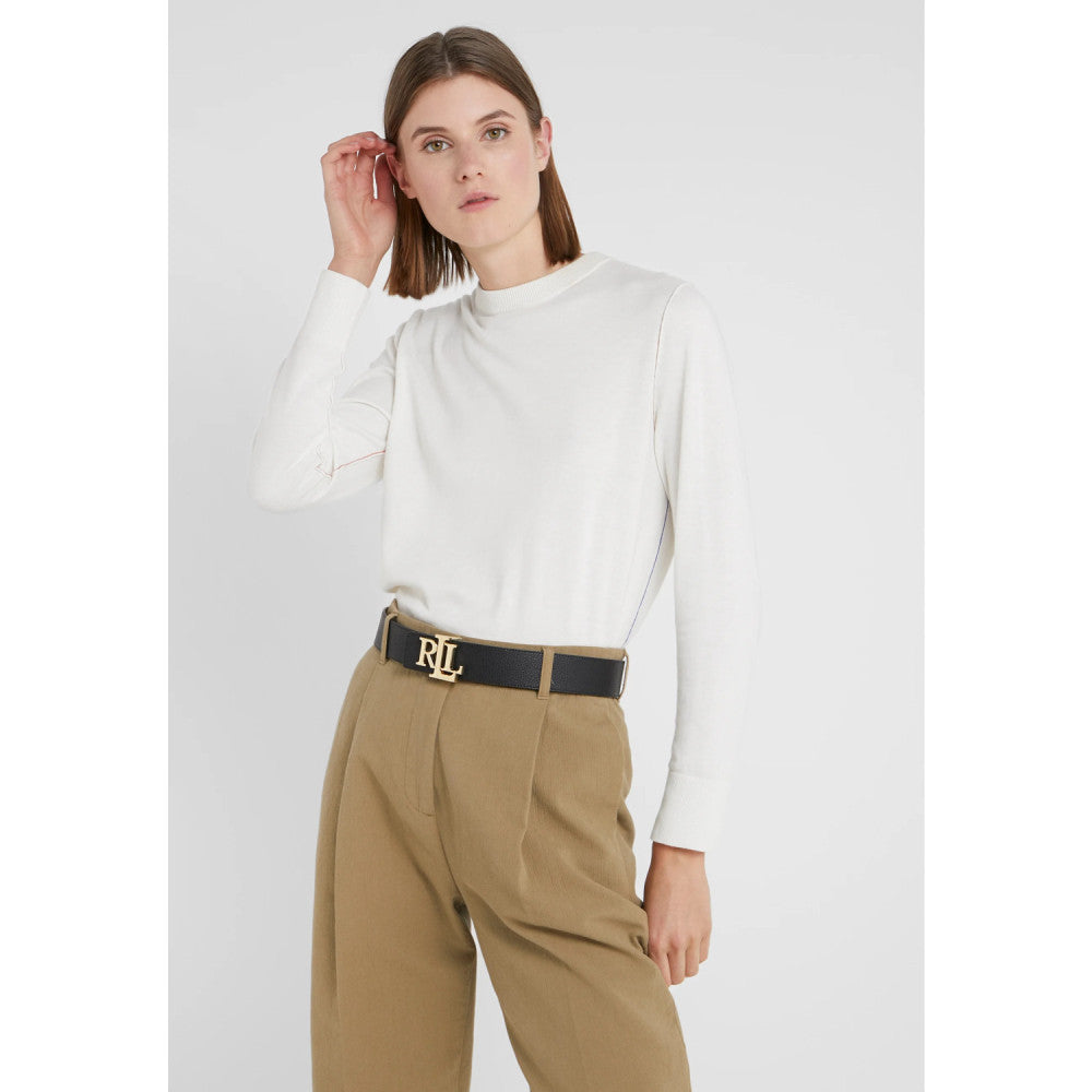 Ralph Lauren Reversible Pebbled Leather Wide Belt ( 4cm ) Black/Lauren Tan