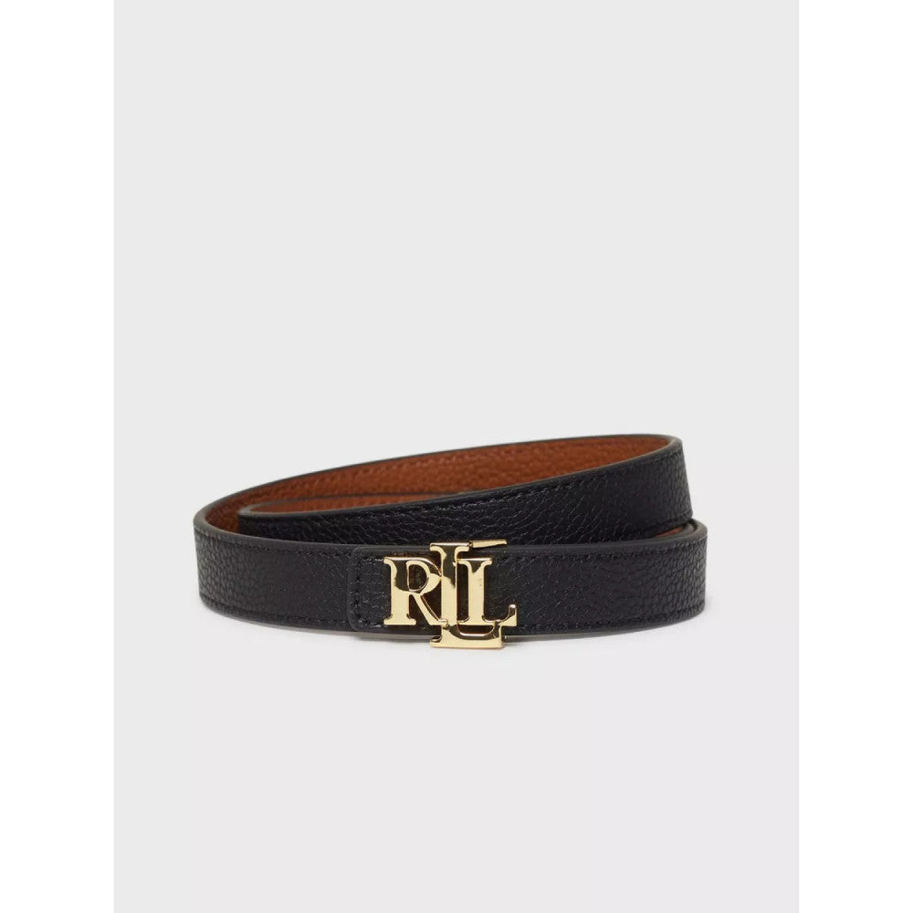 Ralph Lauren Logo Reversible Leather Skinny Belt Çift Taraflı Kadın Deri Kemer (2cm) Black/ Lauren Tan