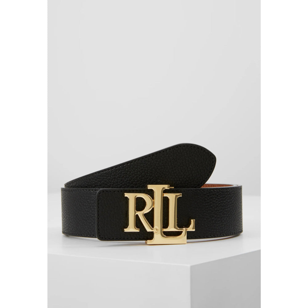 Ralph Lauren Reversible Pebbled Leather Wide Belt ( 4cm ) Black/Lauren Tan - Hemen Teslimde