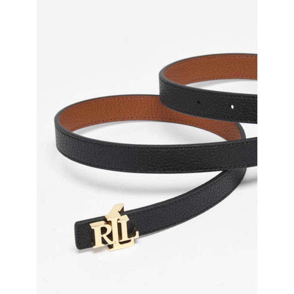 Ralph Lauren Logo Reversible Leather Skinny Belt Çift Taraflı Kadın Deri Kemer (2cm) Black/ Lauren Tan