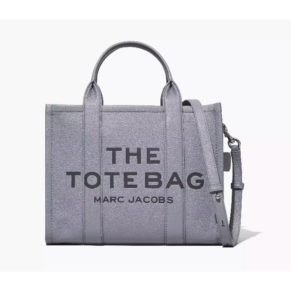 Marc Jacobs The Leather Medium Tote Bag - Wolf Grey - HEMEN TESLİMDE